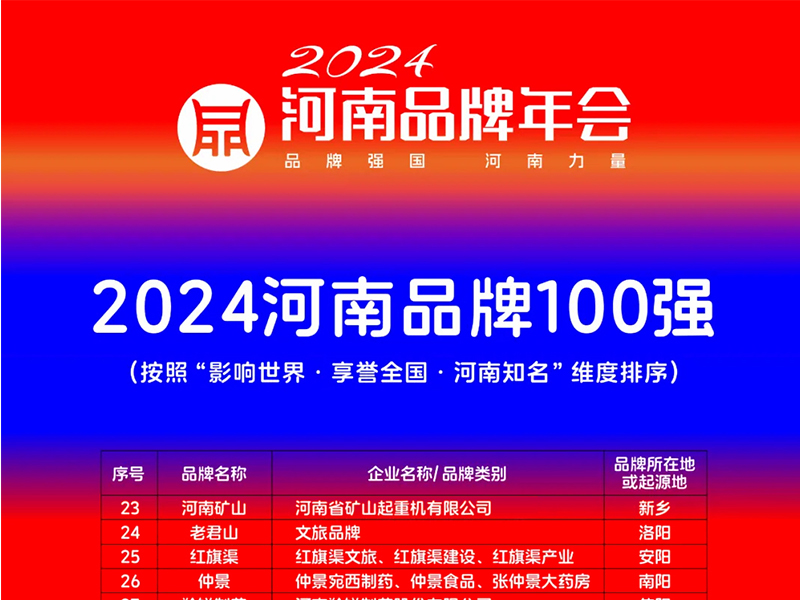穩居百強，行業引 領｜河南礦山榮登“河南品牌100強”榜單